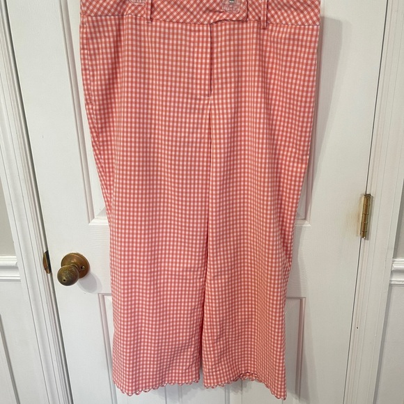 Focus 2000 Size 10/12 Gingham Coral Orange  Blazer & Crop Pants Suit Set - Picture 4 of 11